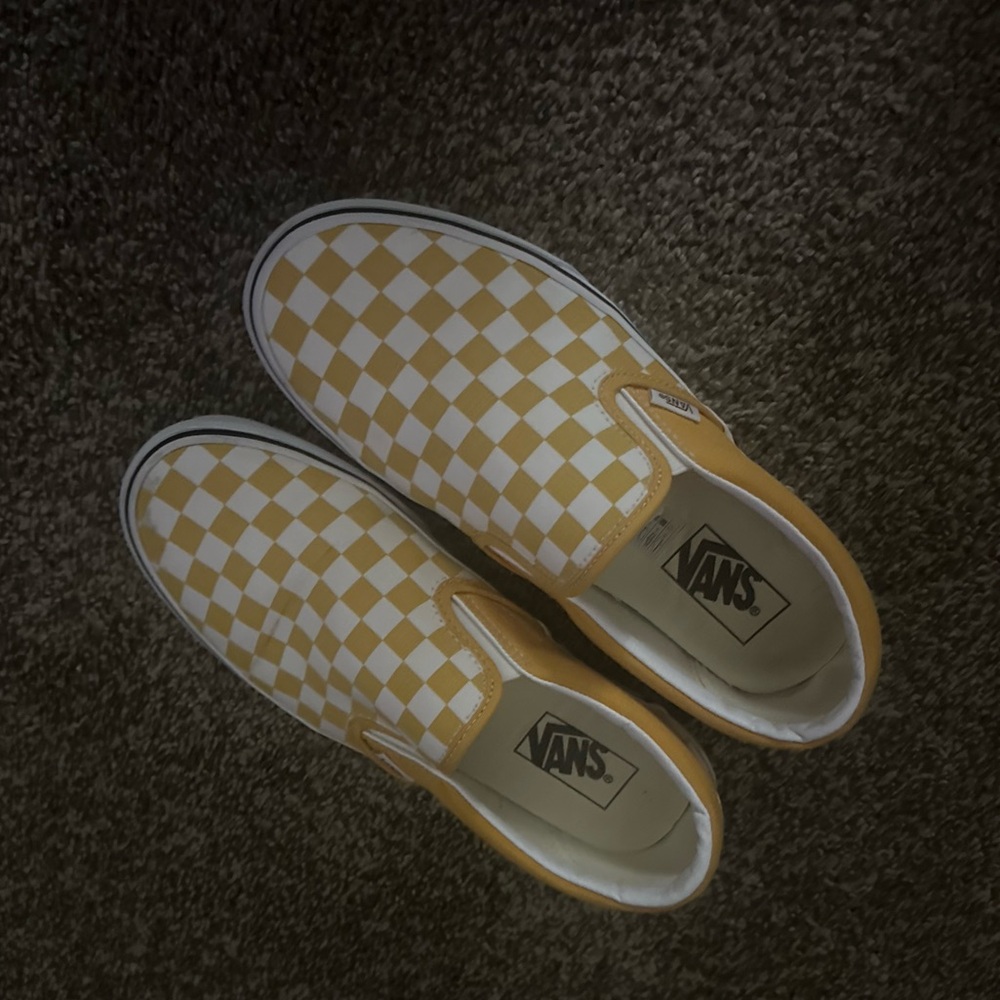 Vans Yellow and White Slip-On Shoes